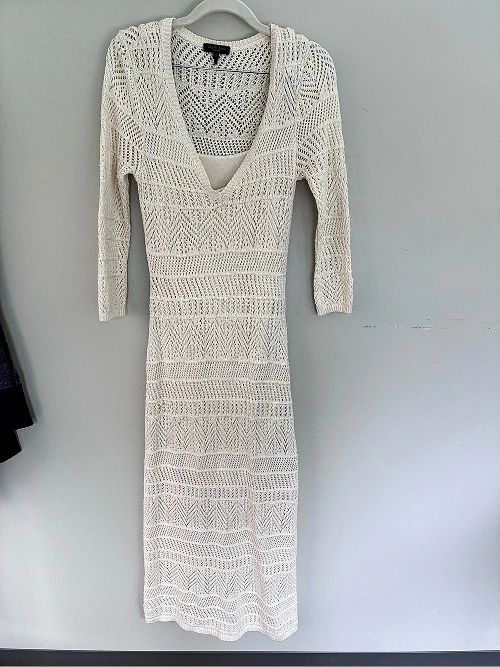rag & bone Ellie Open Stitch Long Sleeve Dress Cream S